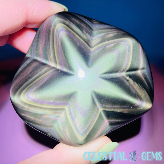 Rainbow Obsidian Star Medium Carving (Video)