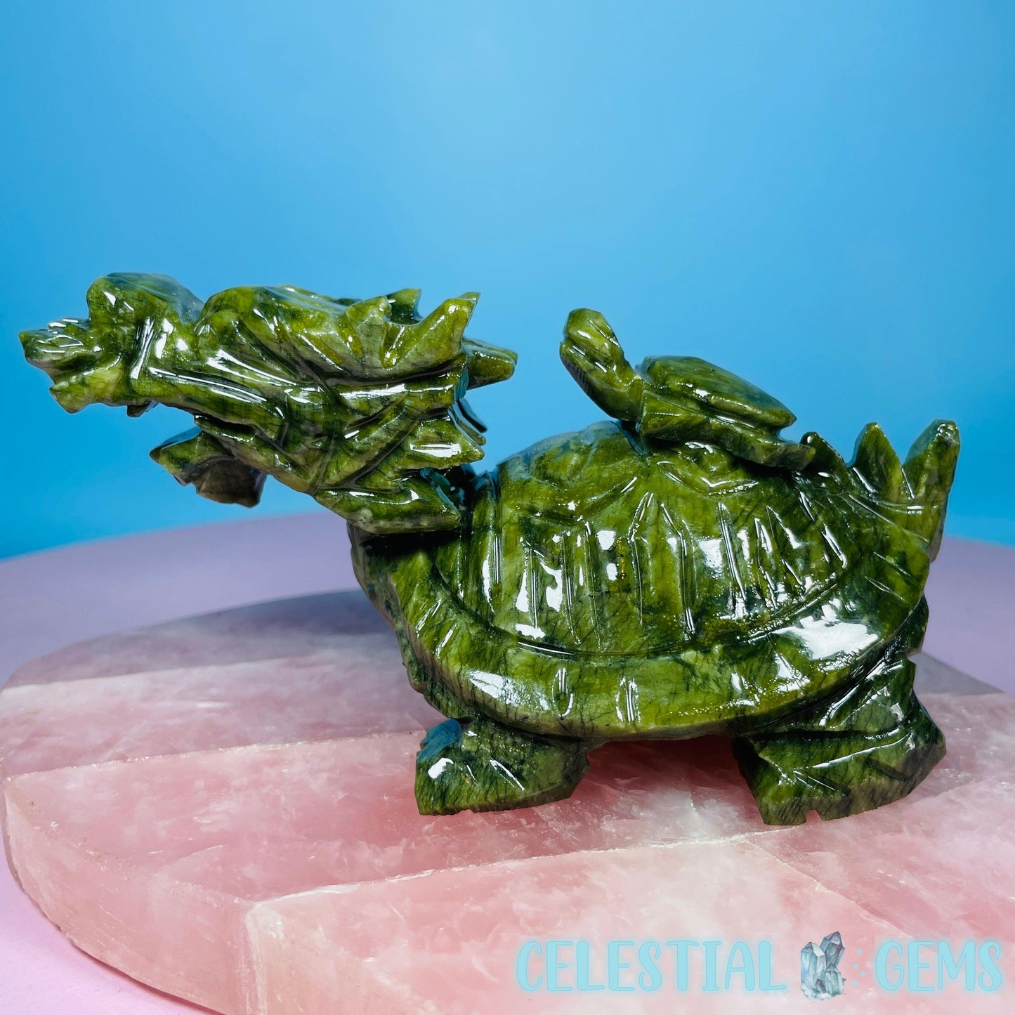 Green Jade 'Pixiu' Dragon Turtle Medium Carving