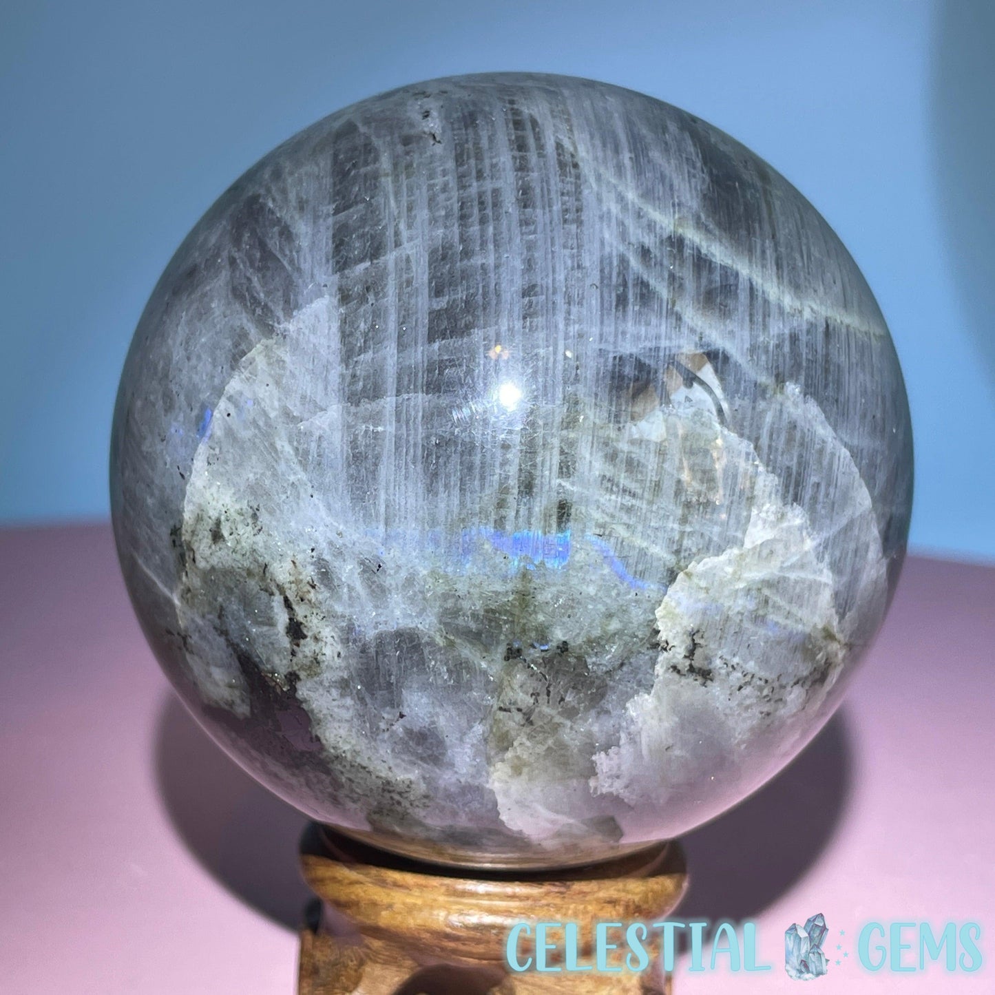 Purple Labradorite Large Sphere (Video)