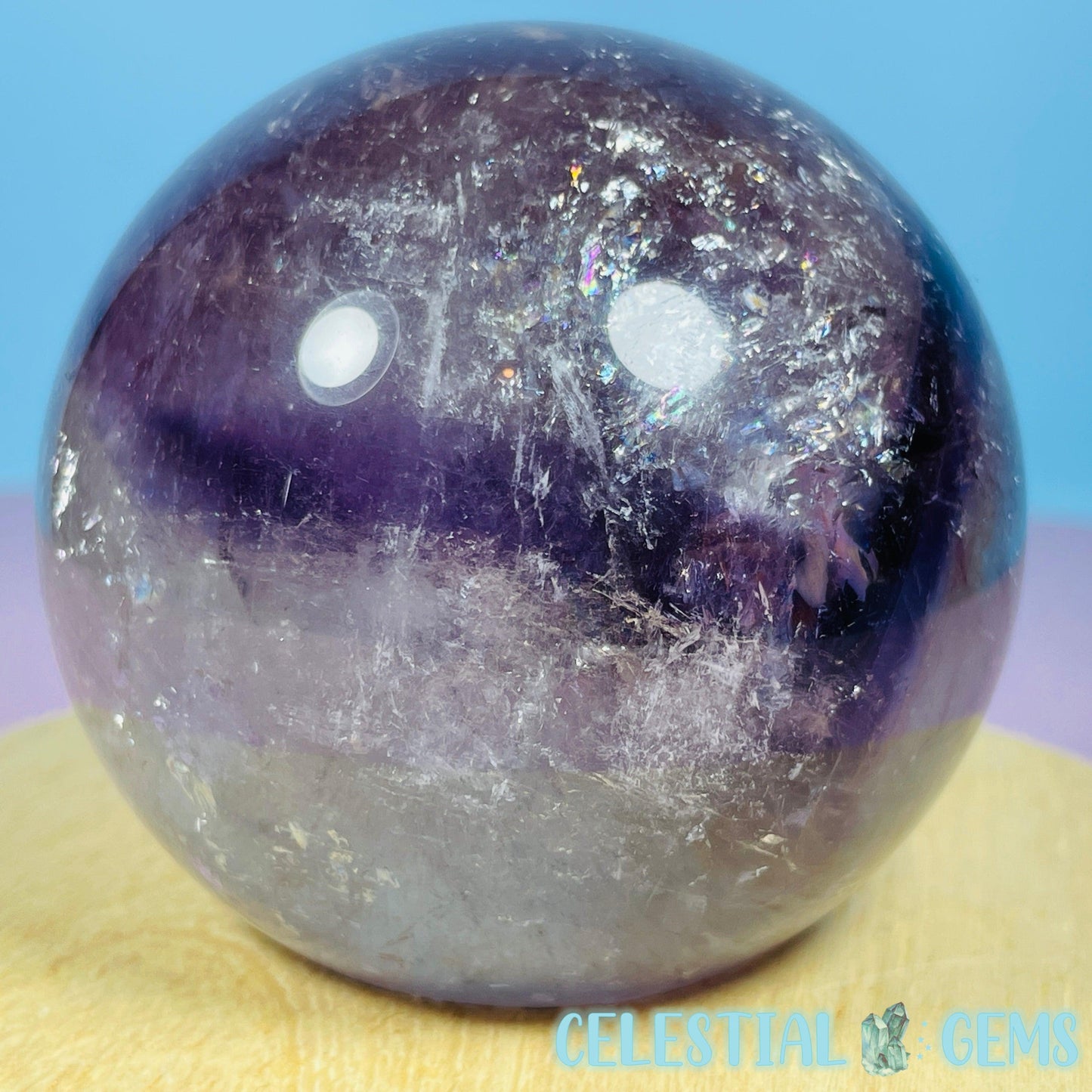 High Grade 'Trapiche' Phantom Amethyst Medium Sphere (Video)