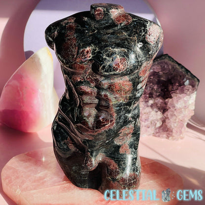 Garnet in Astrophyllite Male Body Large Carving