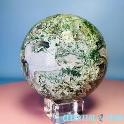 Druzy Moss Agate Large Sphere