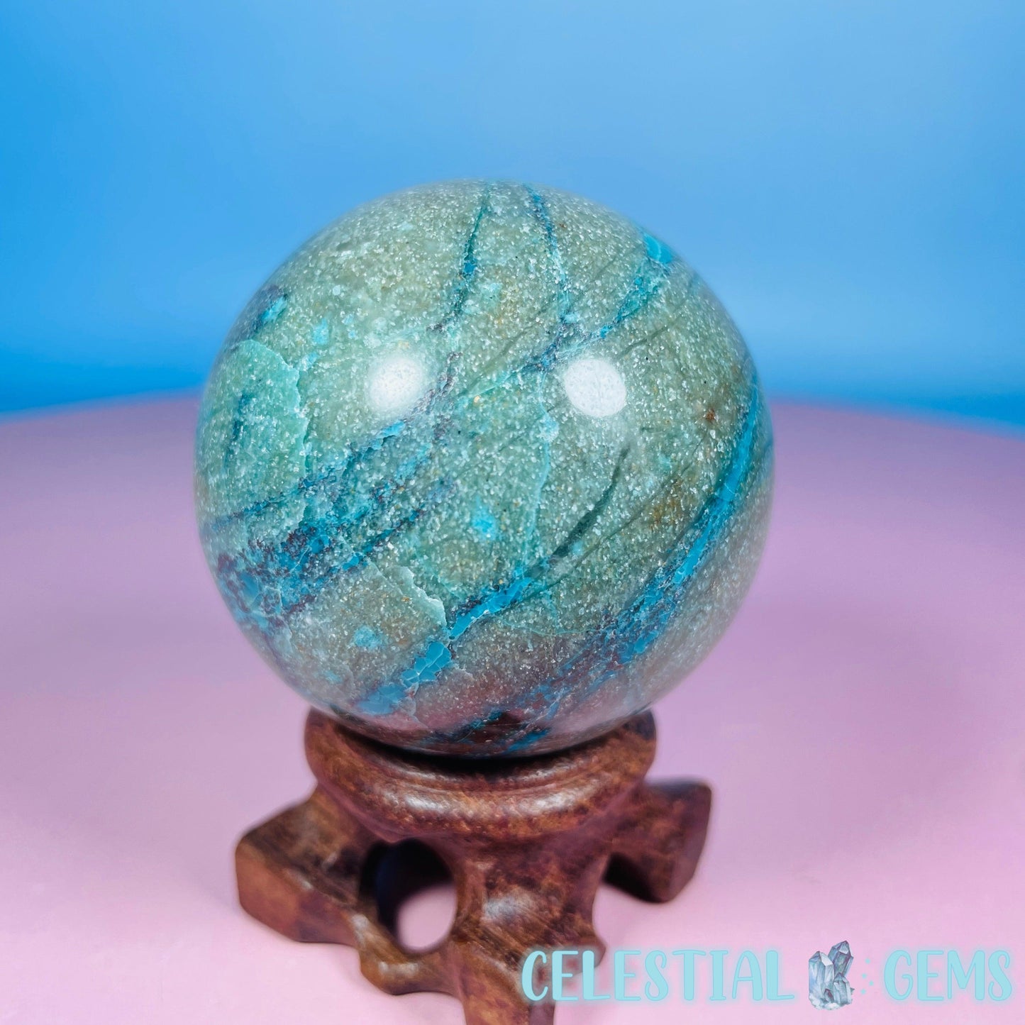 Chrysocolla + Shattuckite Medium Sphere