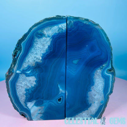Teal Dyed Agate Large Pair of Bookends