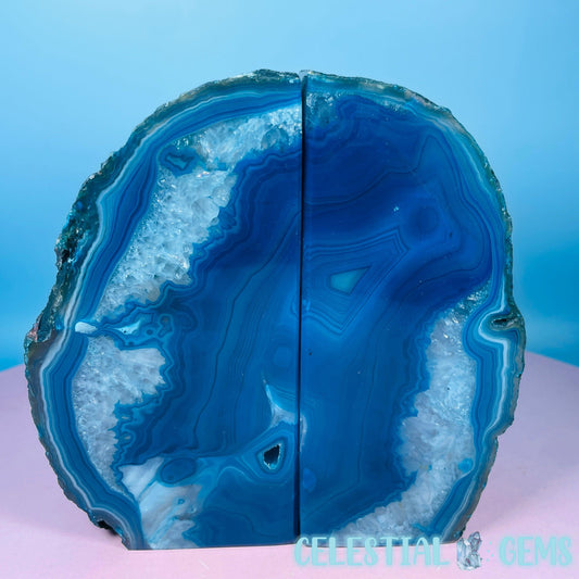 Teal Dyed Agate Large Pair of Bookends