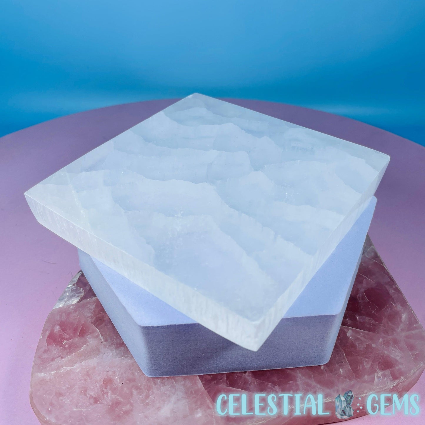 Selenite (Satin Spar) Square Cleansing Slab Plate 10cm