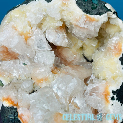 Peach Heulandite Cluster Geode Standing Medium Freeform