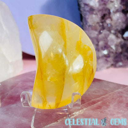 Golden Healer Quartz Moon Medium Carving