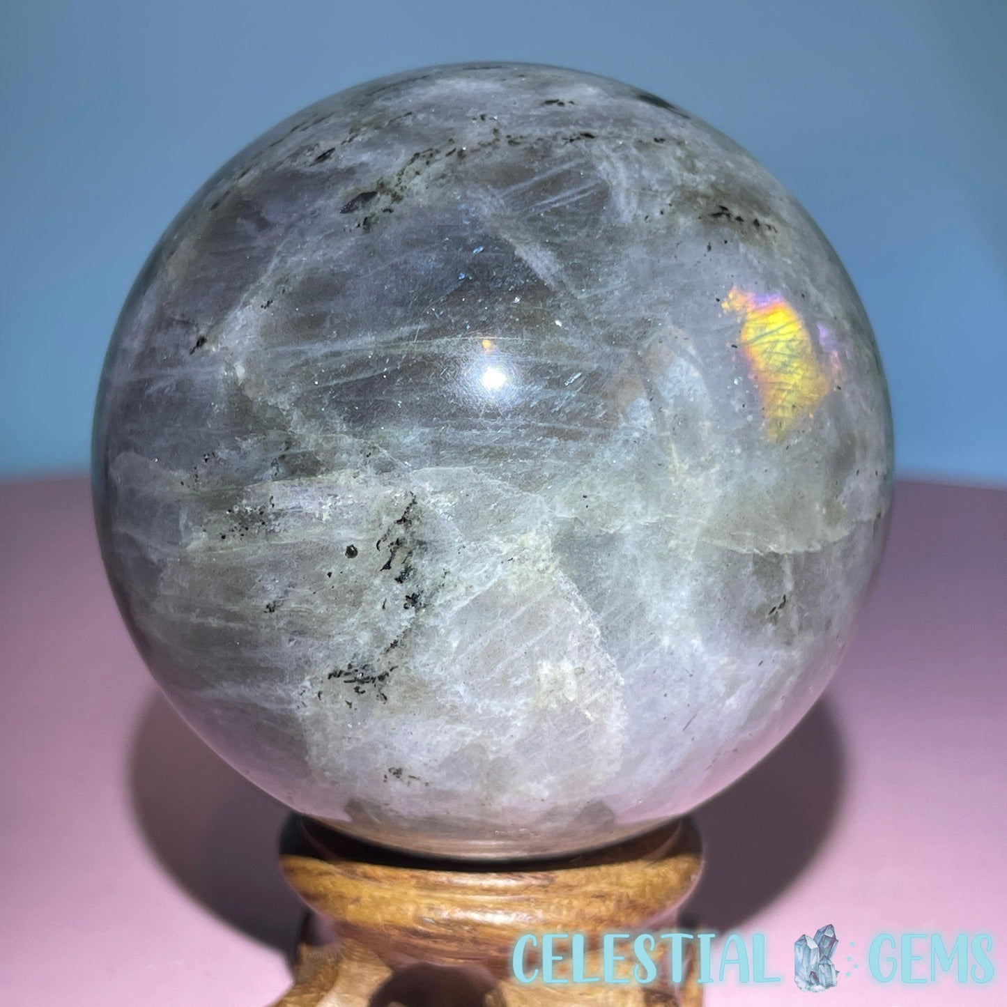 Purple Labradorite Large Sphere (Video)