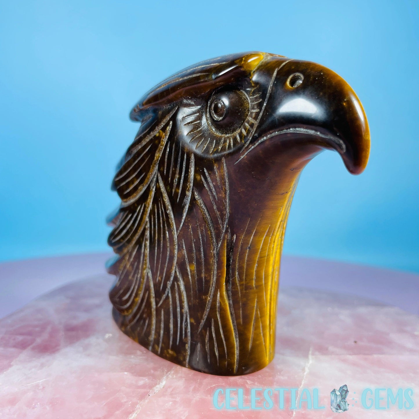 Tigers Eye Eagle Bird Medium Carving (Video)