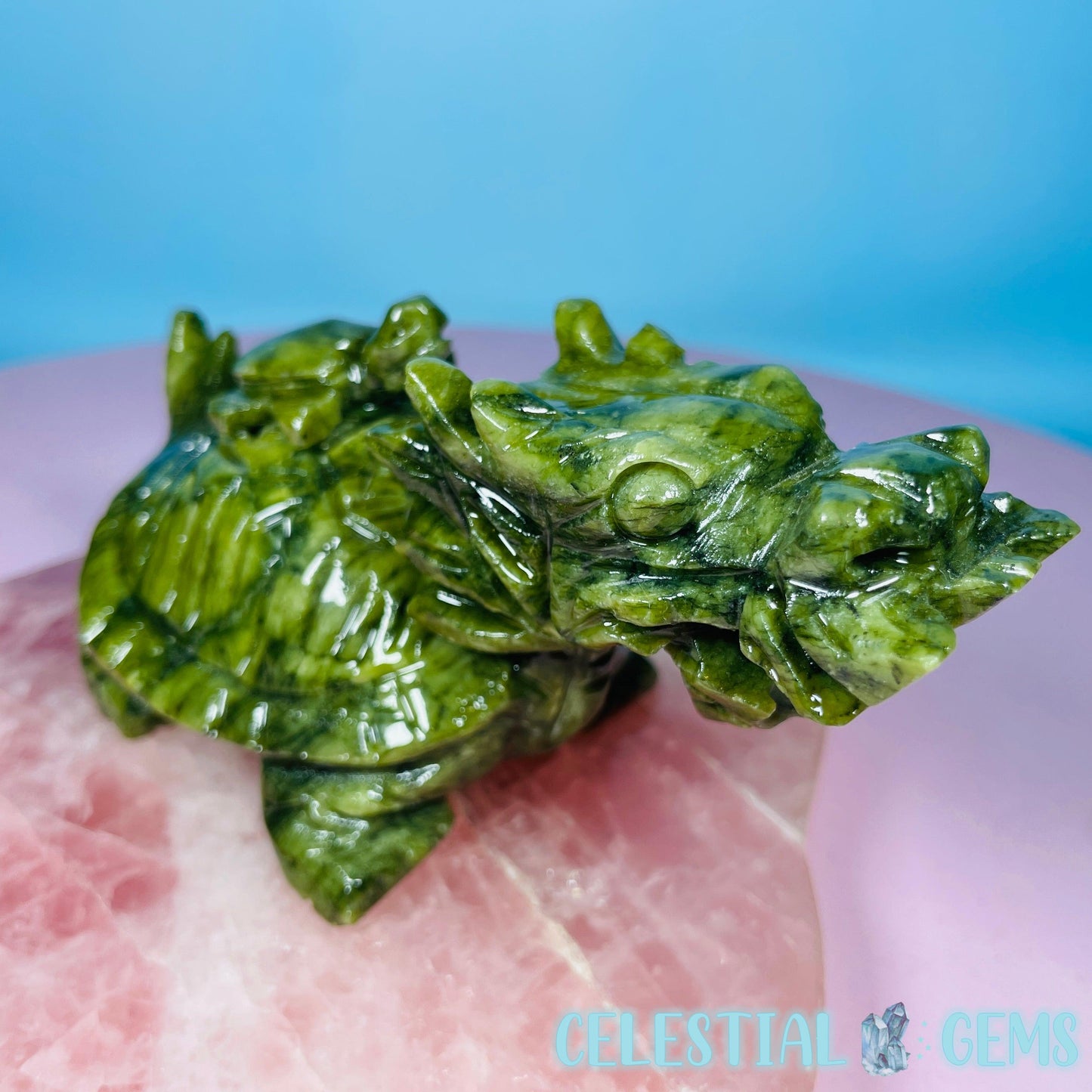 Green Jade 'Pixiu' Dragon Turtle Medium Carving