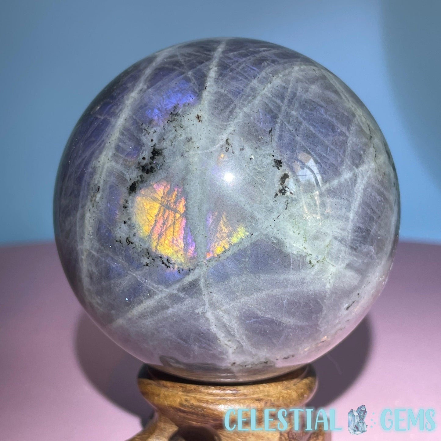 Purple Labradorite Large Sphere (Video)