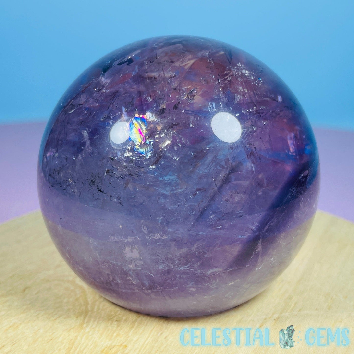 High Grade 'Trapiche' Phantom Amethyst Medium Sphere (Video)