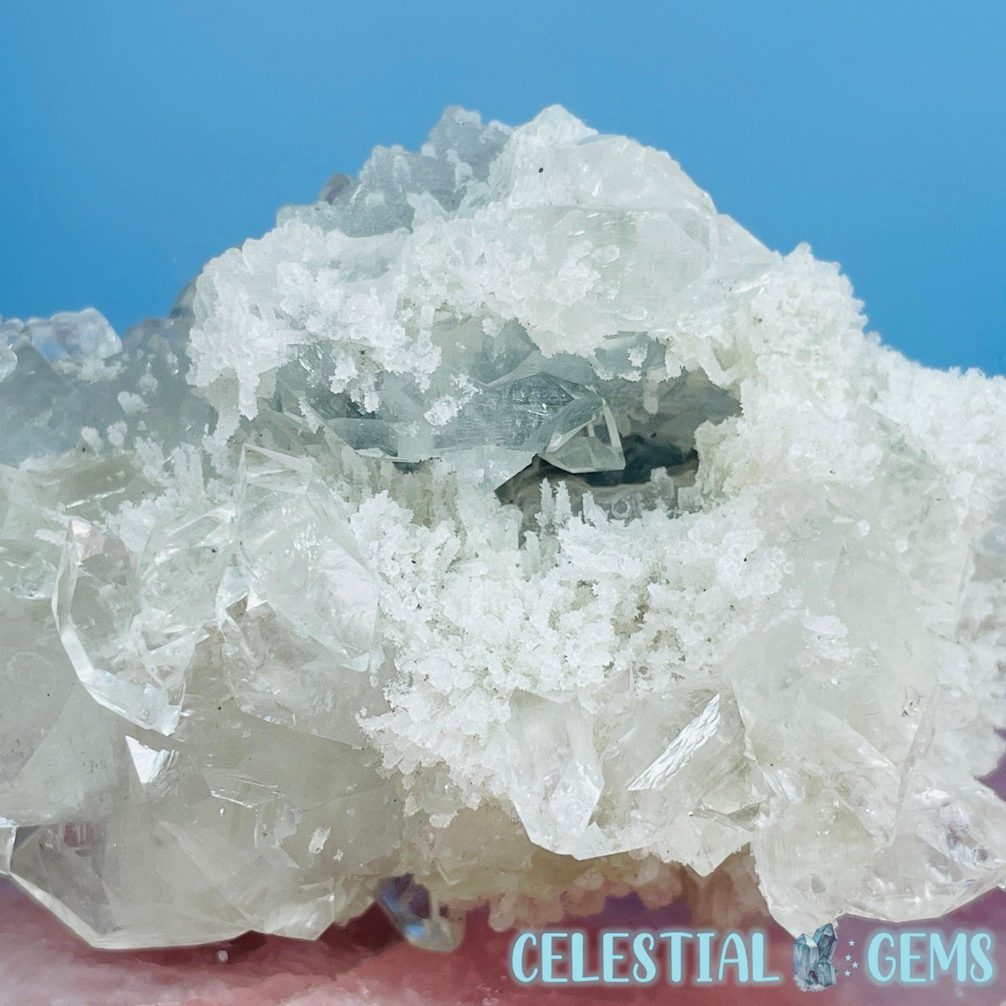 A Grade Diamond Apophyllite + White Chalcedony Small Cluster