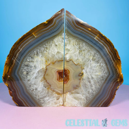 Natural Druzy Agate Large Pair of Bookends