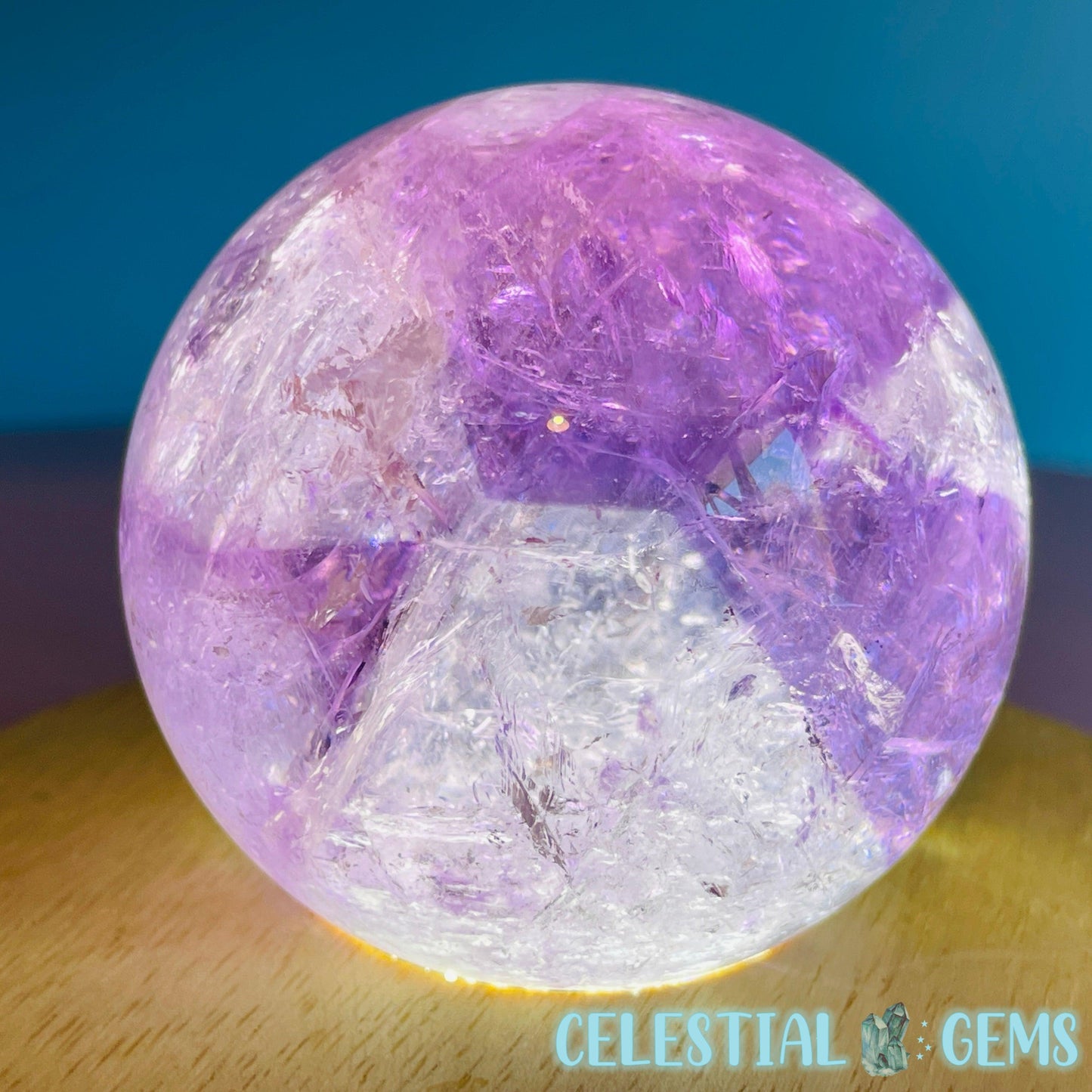 High Grade 'Trapiche' Phantom Amethyst Medium Sphere (Video)