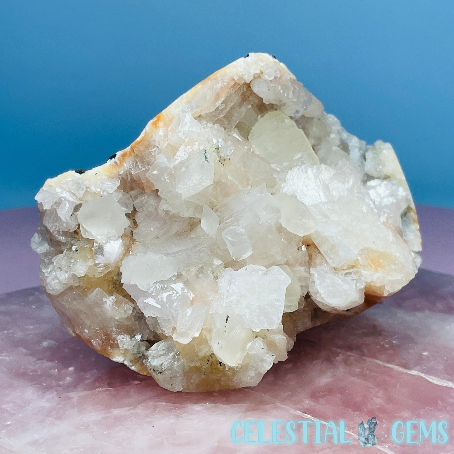 Peach Heulandite + Calcite Cluster Geode Medium Freeform