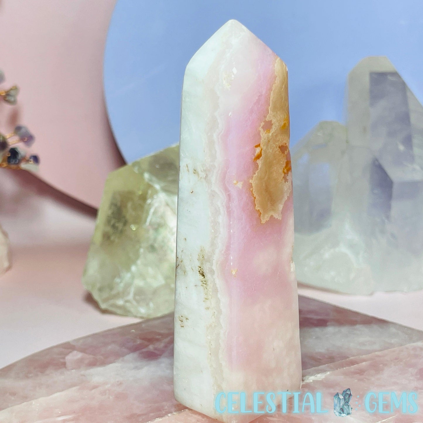 Pink Aragonite Small-Medium Obelisk Tower