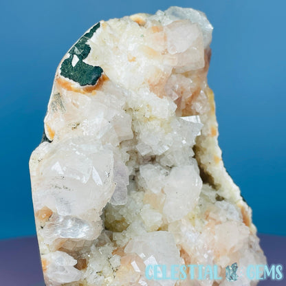 Peach Heulandite Cluster Geode Standing Medium Freeform