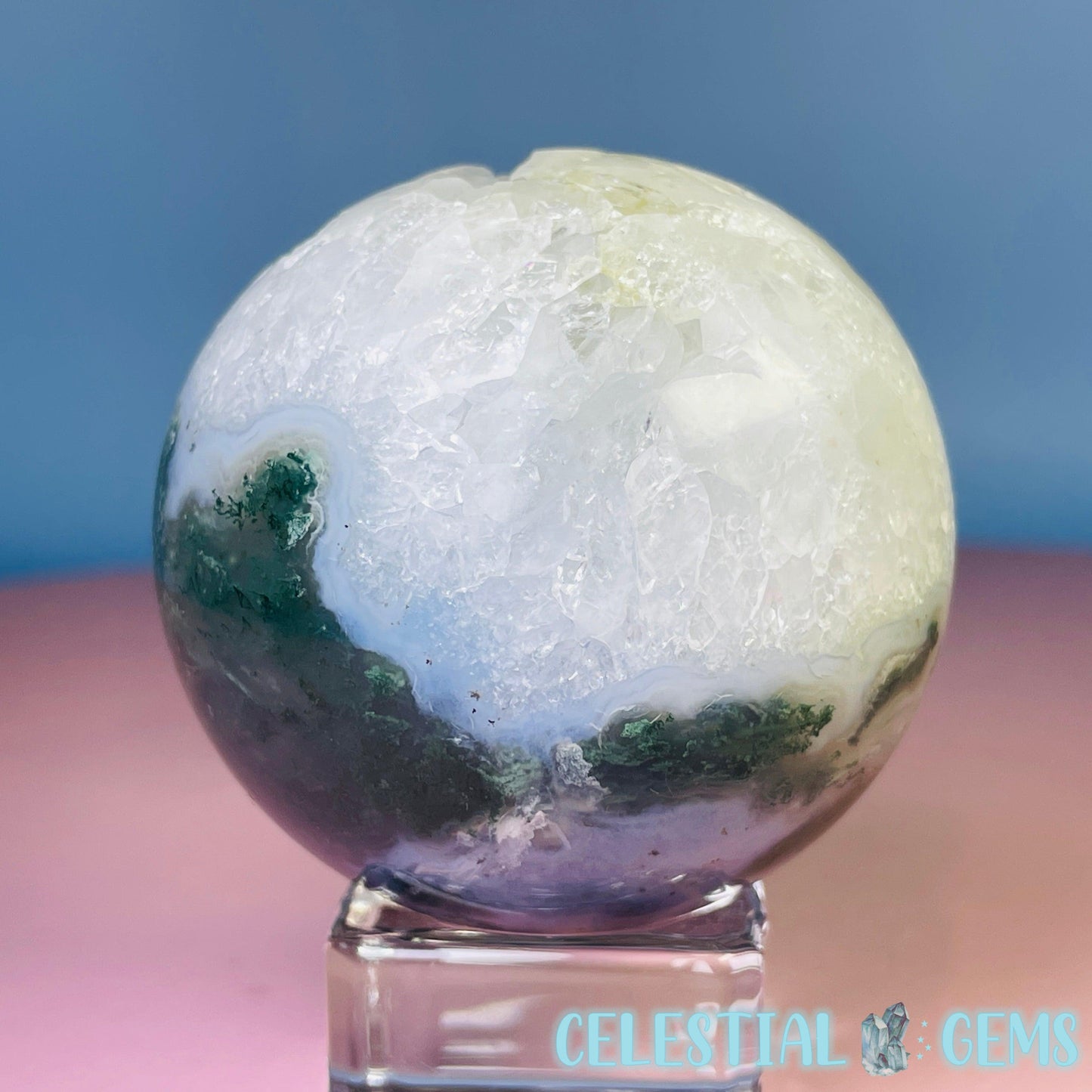 Crystalline Moss Agate Medium Sphere