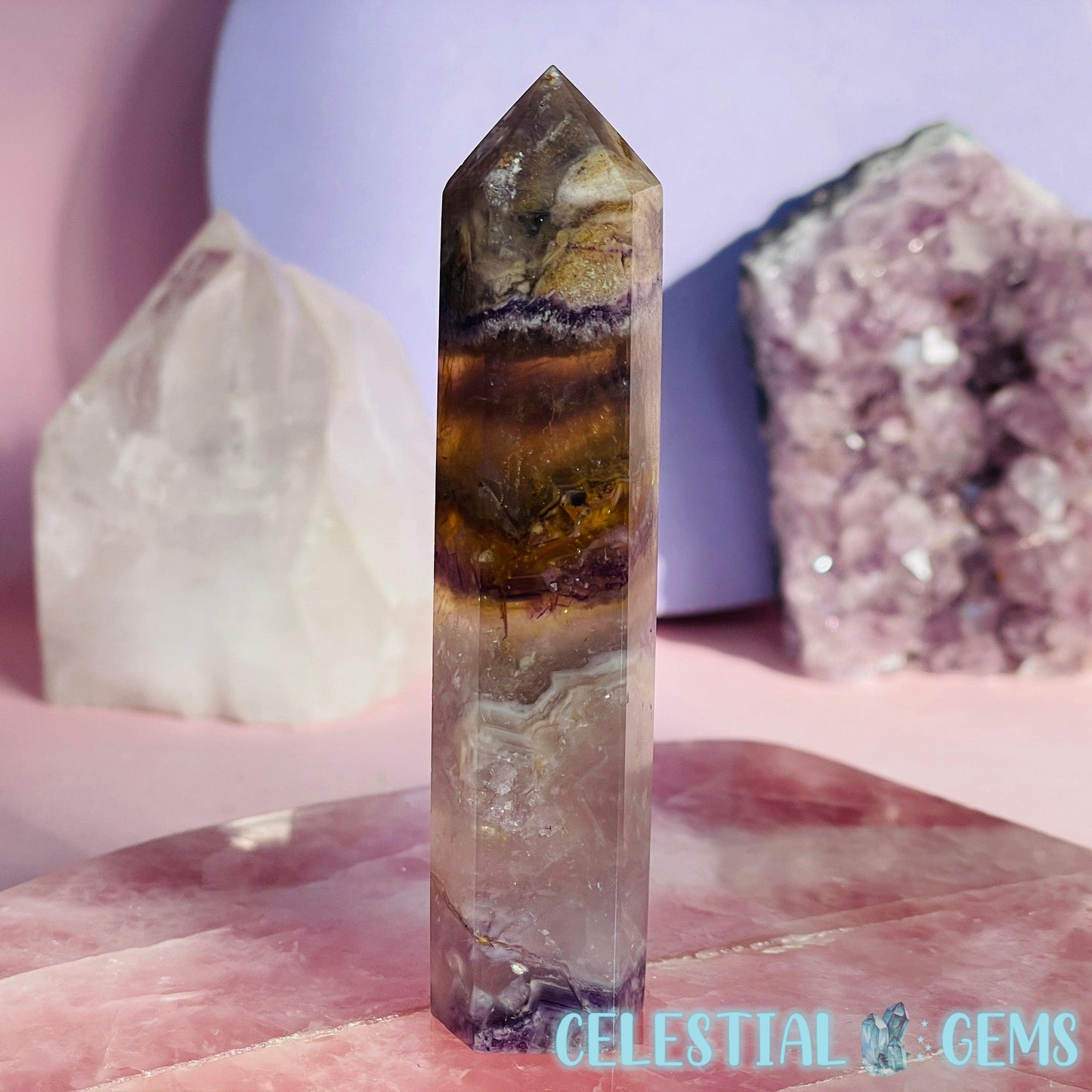 Phantom Purple + Yellow Fluorite Small Tower