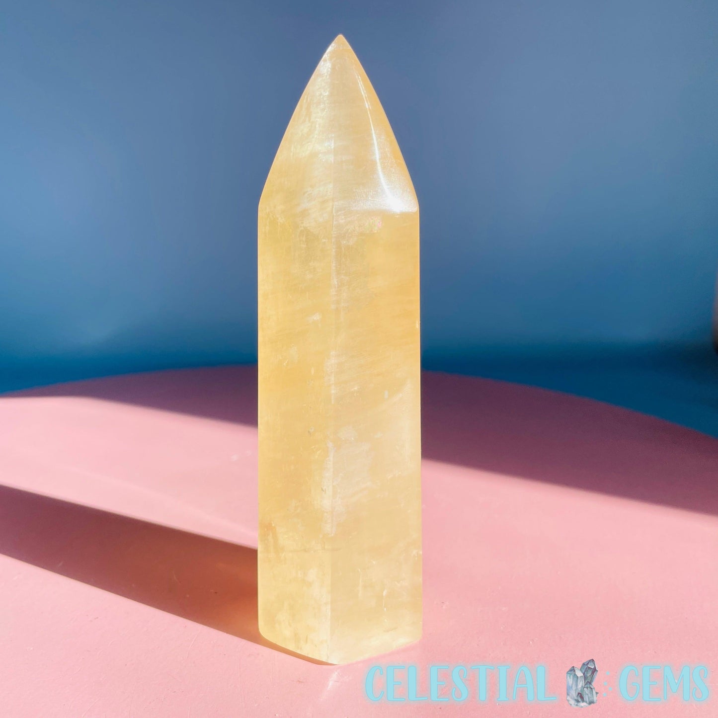 Optical Honey Calcite Medium Tower (Video)