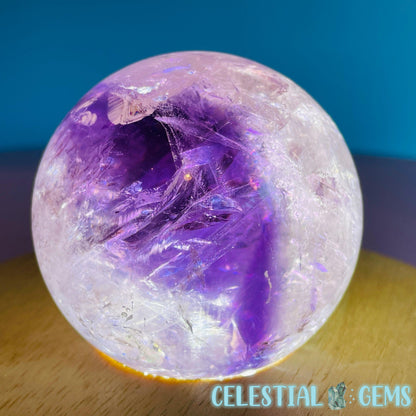 High Grade 'Trapiche' Phantom Amethyst Medium Sphere (Video)