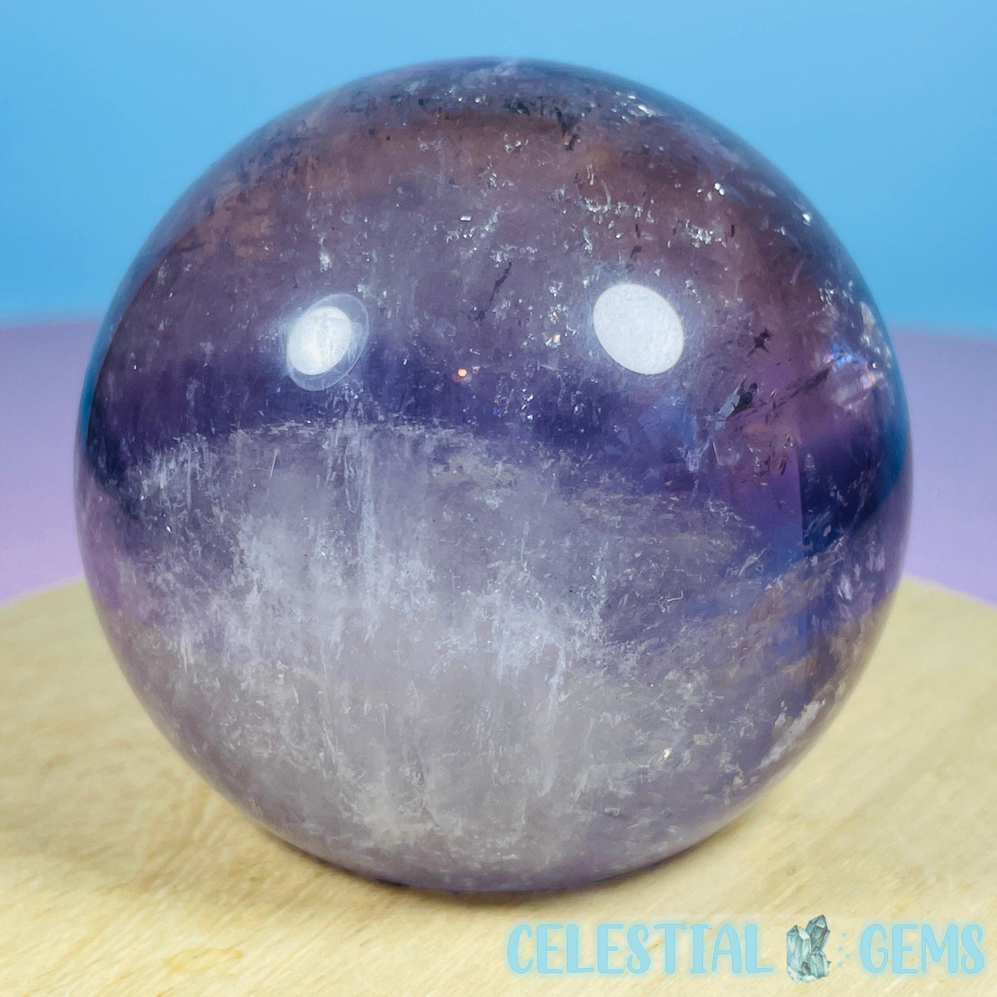 High Grade 'Trapiche' Phantom Amethyst Medium Sphere (Video)