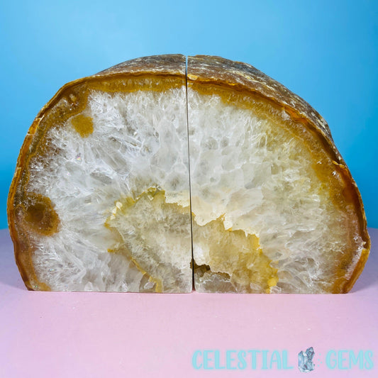 Natural Druzy Agate Large Pair of Bookends