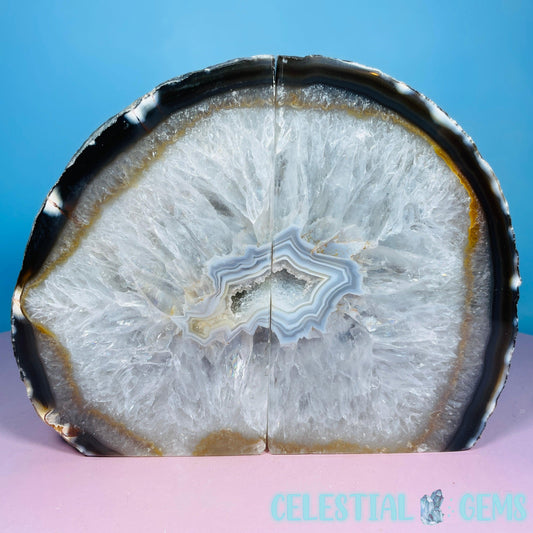 Natural Druzy Agate Large Pair of Bookends