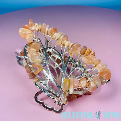 Peach Moonstone Butterfly Hair Claw Clip