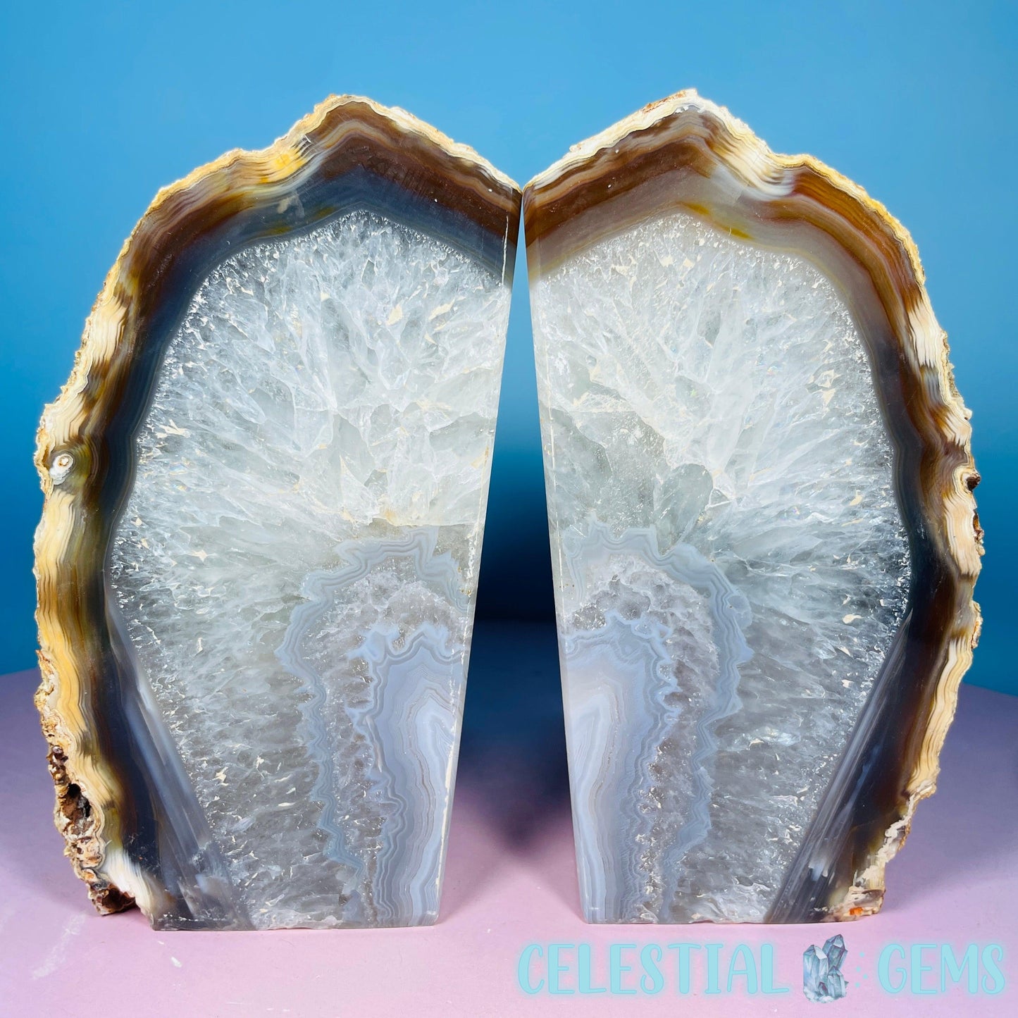 Natural Agate Extra Large Pair of Bookends