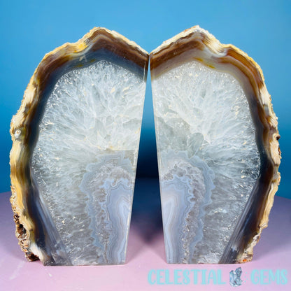 Natural Agate Extra Large Pair of Bookends