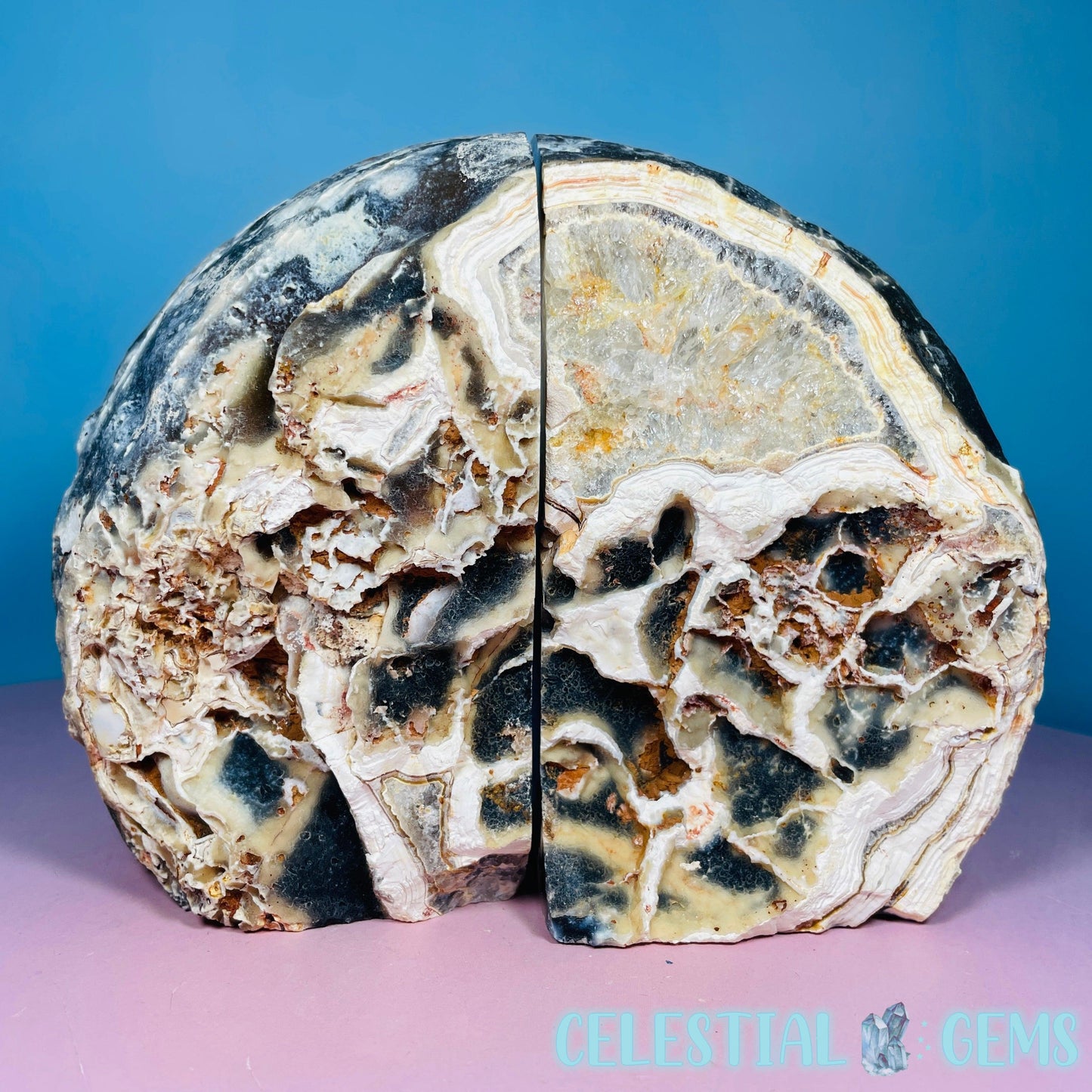 Natural Druzy Agate Large Pair of Bookends