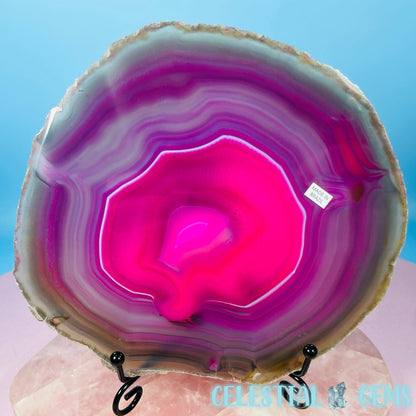 Pink Dyed Agate Large Polished Slice