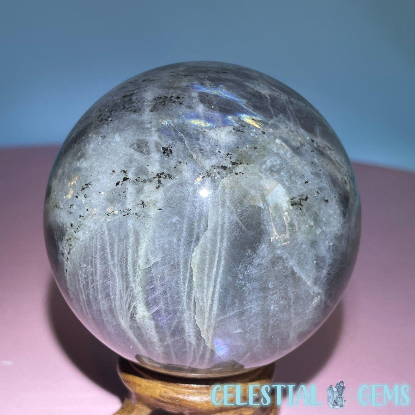 Purple Labradorite Large Sphere (Video)