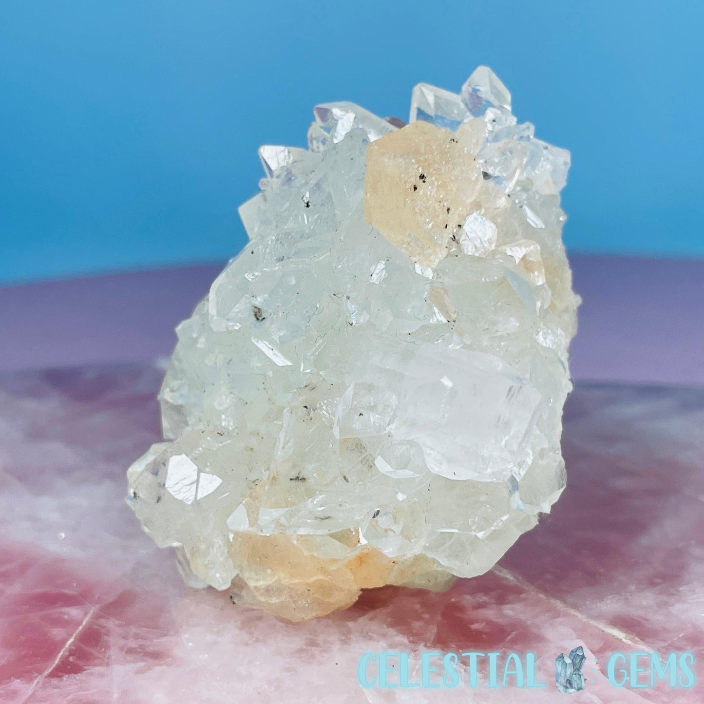 A Grade Diamond Apophyllite + Peach Stilbite Small Cluster