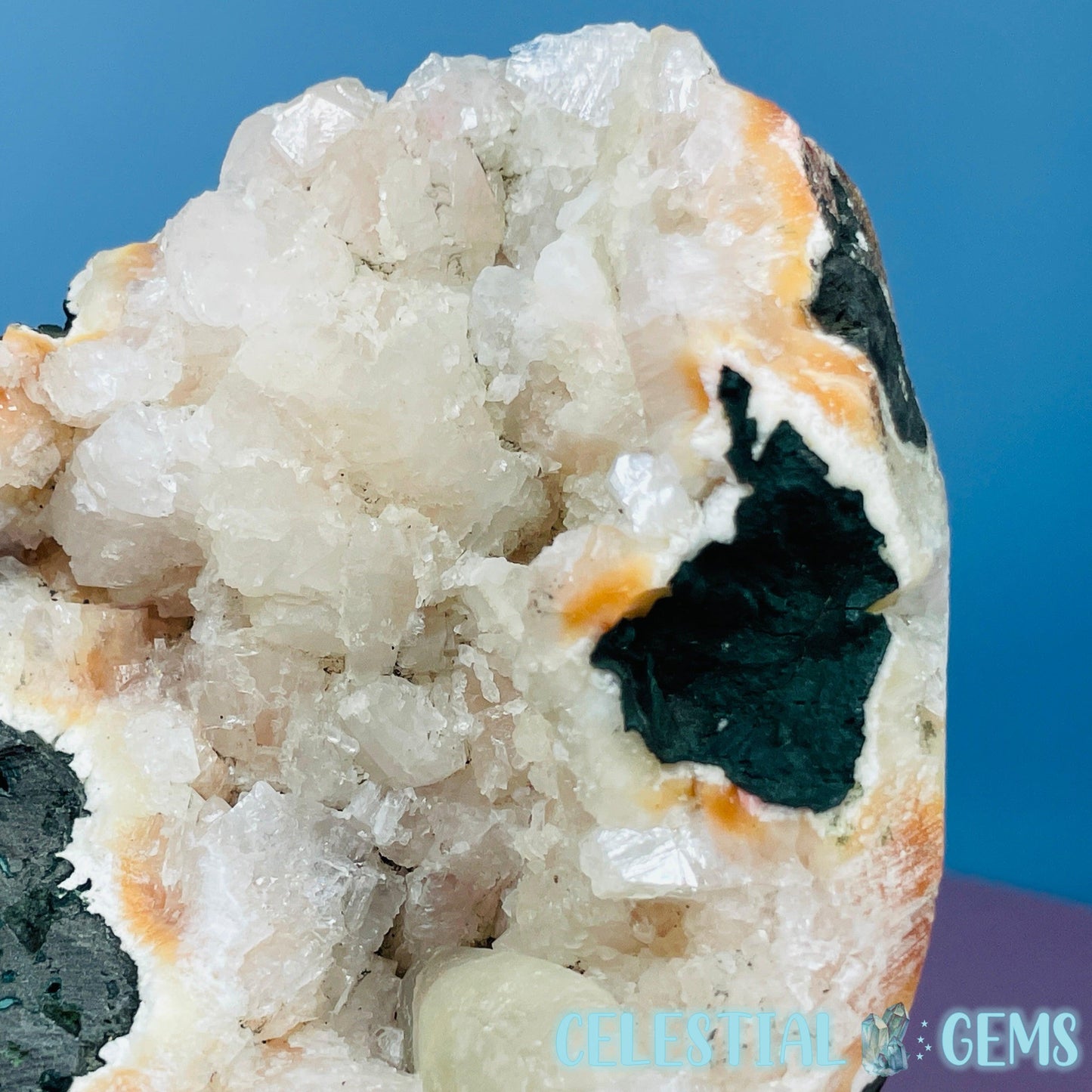 Peach Heulandite + Calcite Cluster Geode Standing Medium Freeform