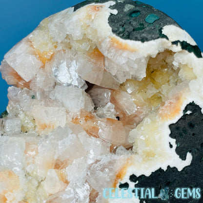 Peach Heulandite Cluster Geode Standing Medium Freeform