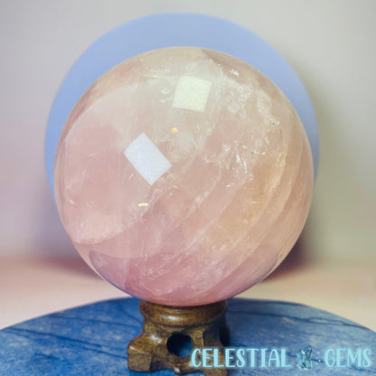 High Grade Rose Quartz Large Sphere A (Star Flash!)