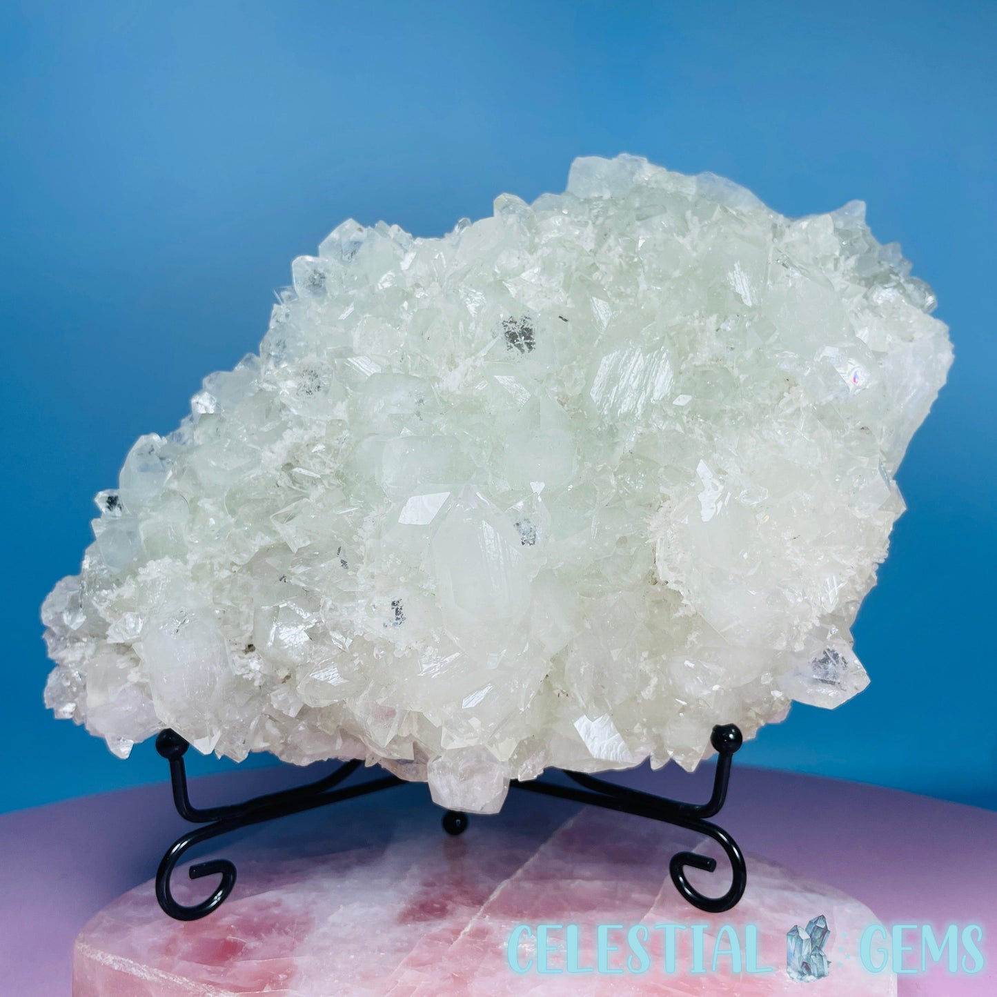 A Grade Diamond Apophyllite + White Chalcedony Large Cluster