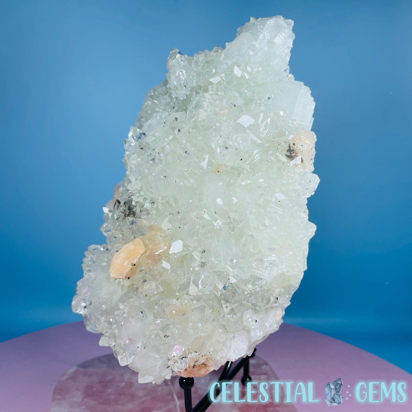 A Grade Diamond Apophyllite + Peach Stilbite + Heulandite Large Cluster