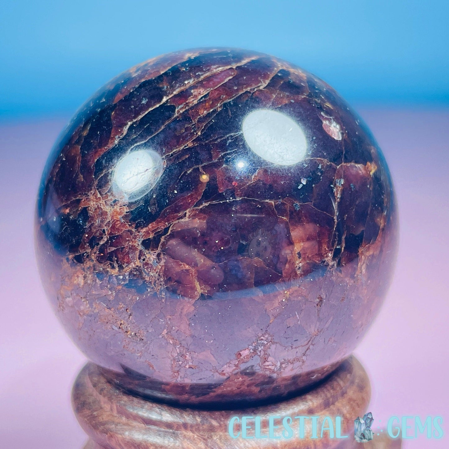 Asteriated Almandine 'Star Flash' Garnet Medium Sphere (Video)