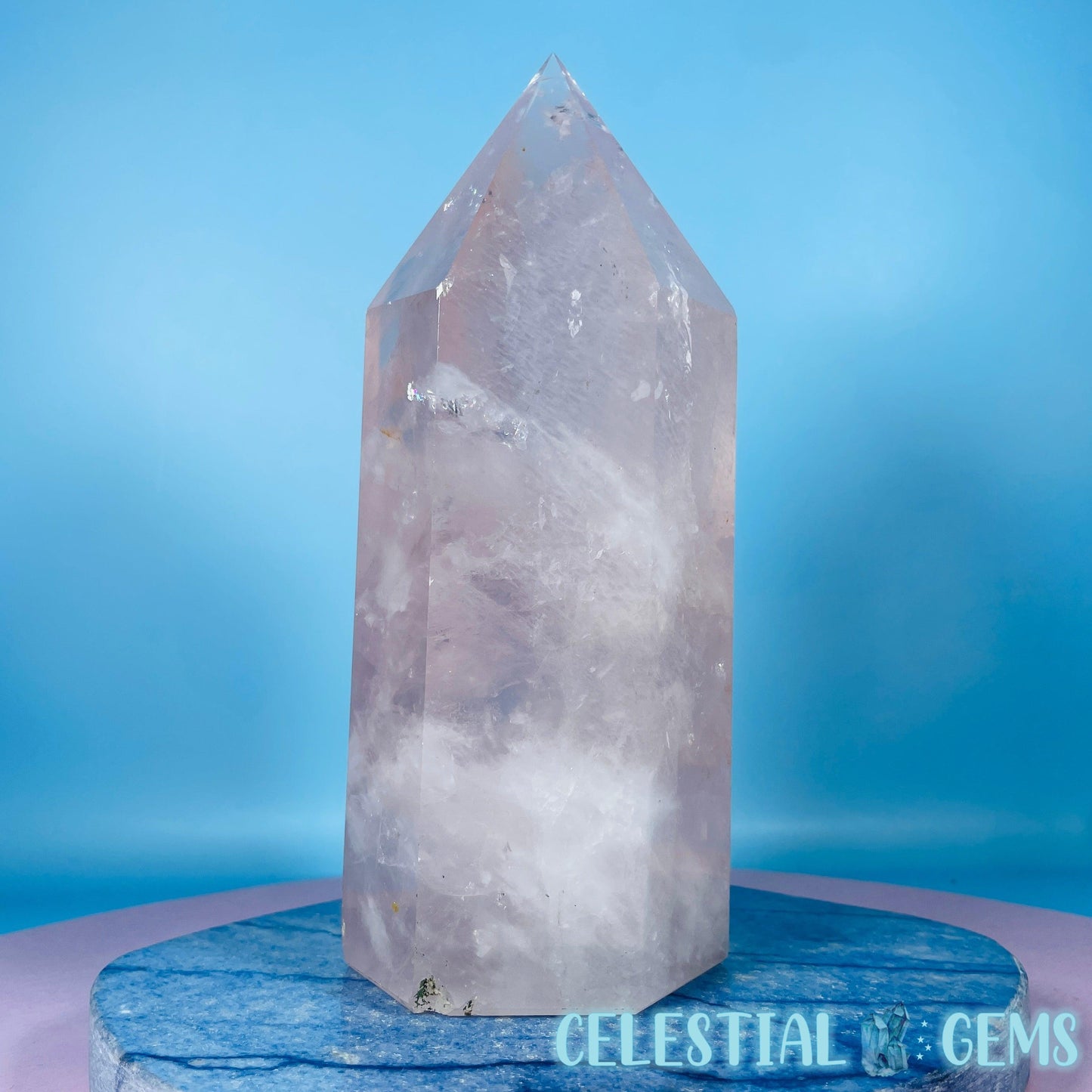 High Grade Rose Quartz Large Chunky Tower (Video)
