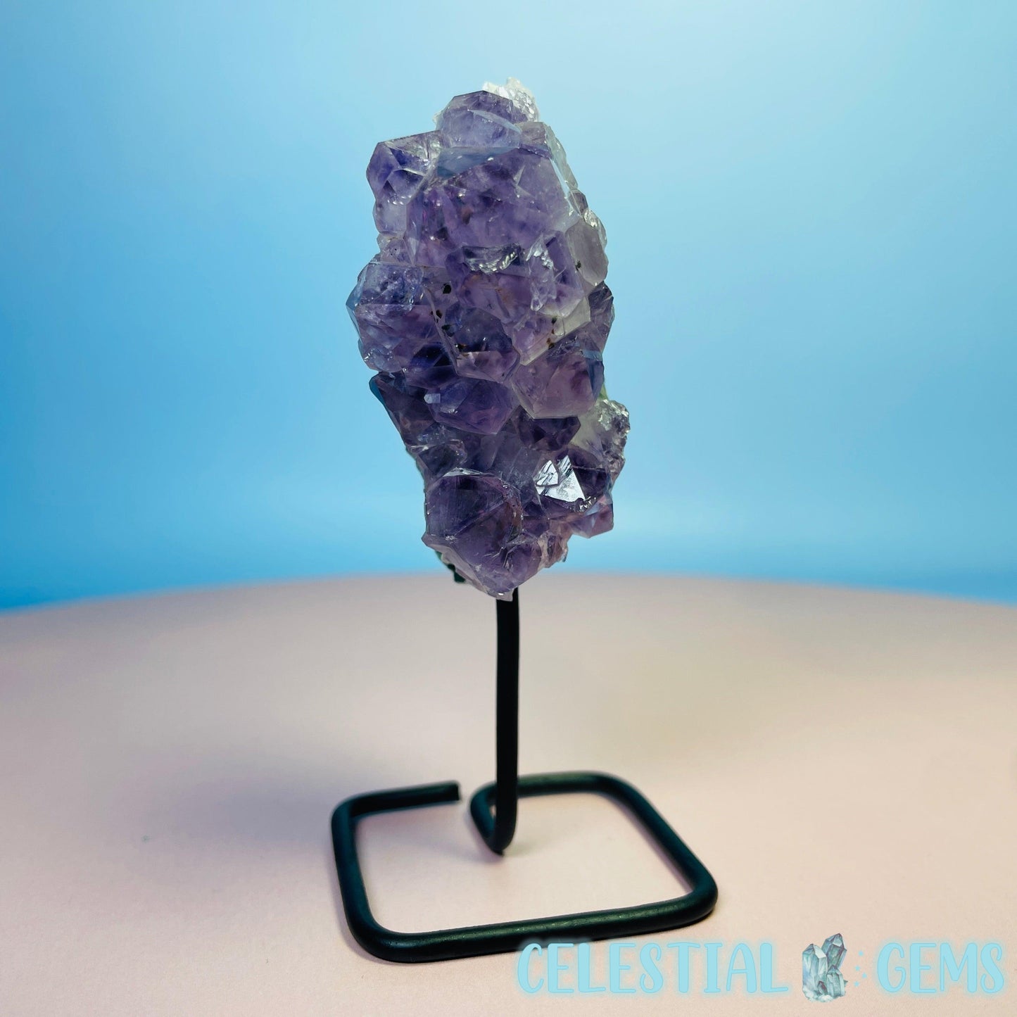 Amethyst Small Cluster on Metal Stand