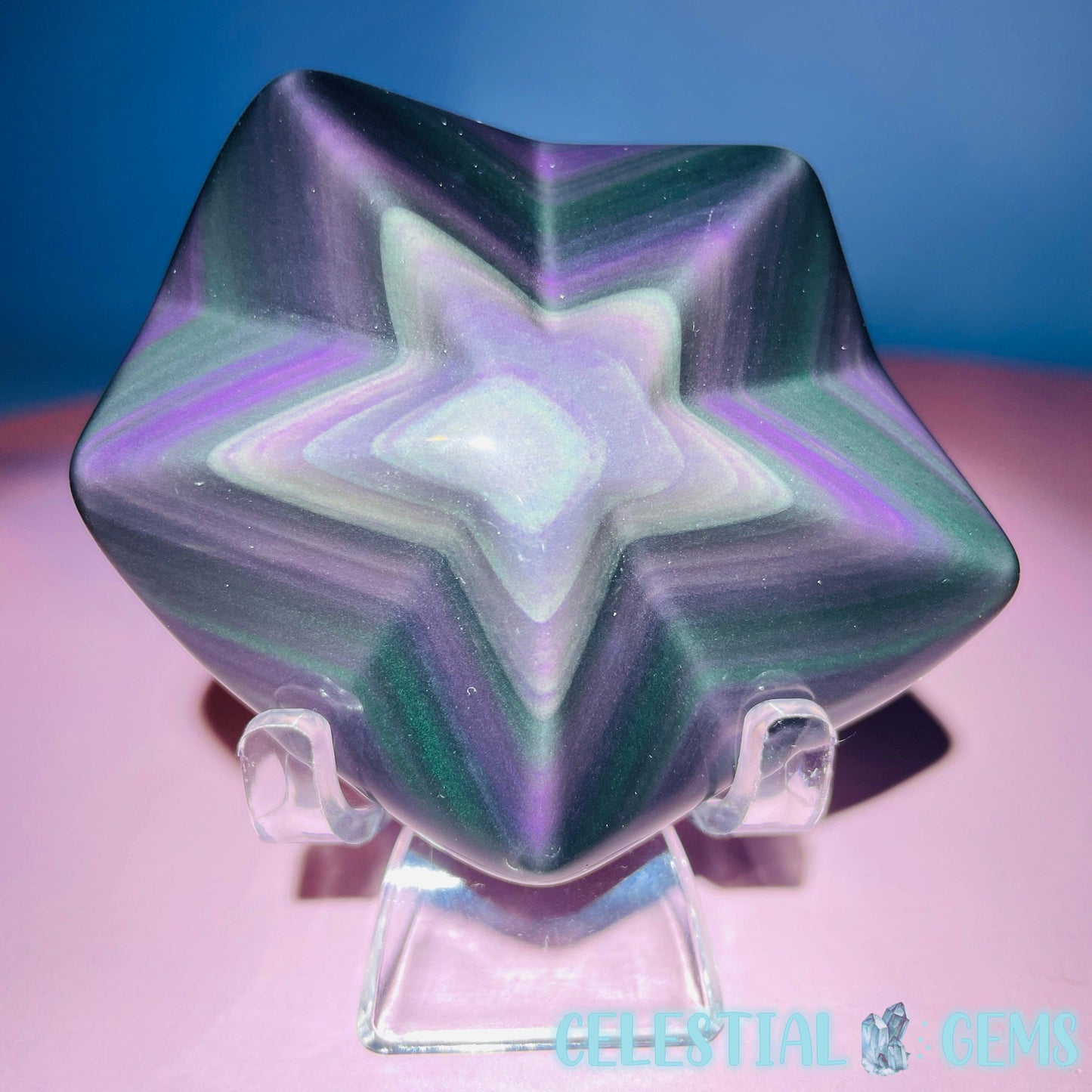 Rainbow Obsidian Star Medium Carving (Video)