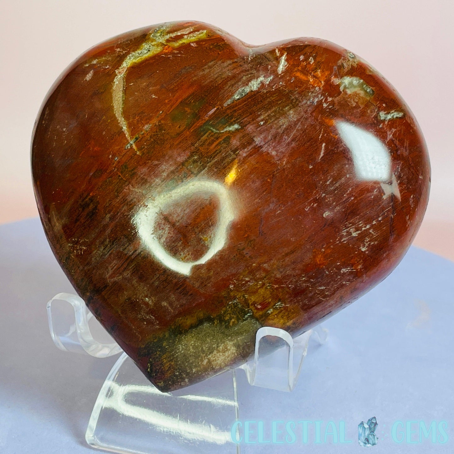 Petrified Wood Heart Medium Carving