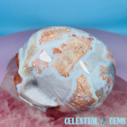 Pink Moss Agate Druzy Skull Medium Carving