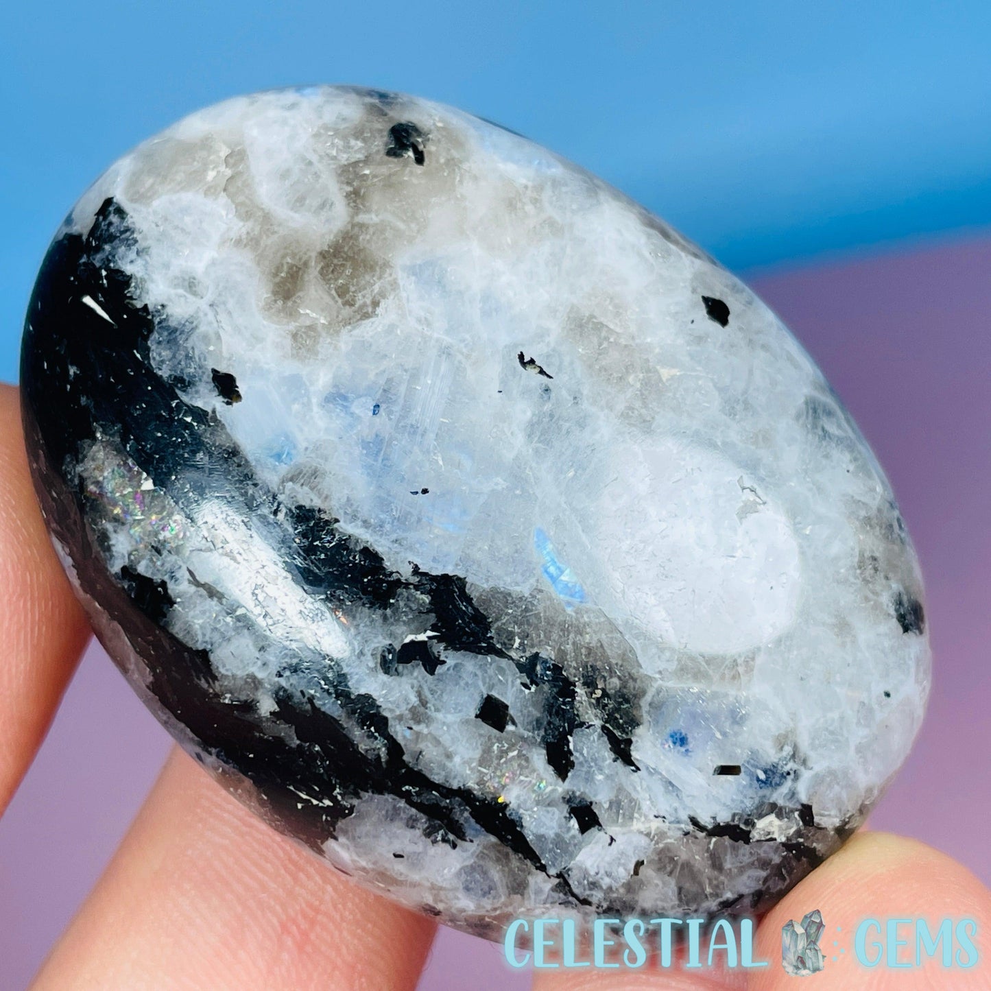 Rainbow Moonstone Palmstone (Video)