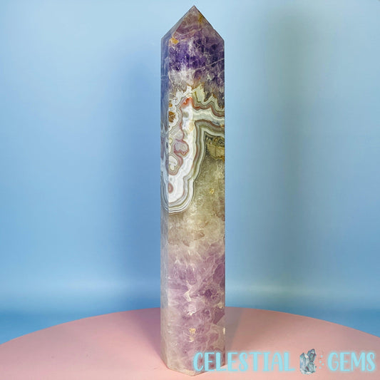 Amethyst + Mexican Crazy Lace Agate XL Tower